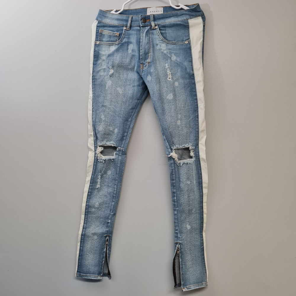 Men's Light Wash White Side Stripe Lakenzie M Jeans